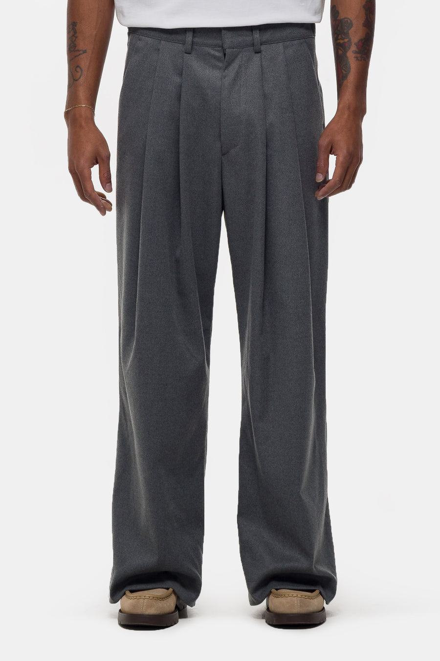 Estudio Niksen Heavyweight Pintuck Maxi Trouser in Grey - Notre