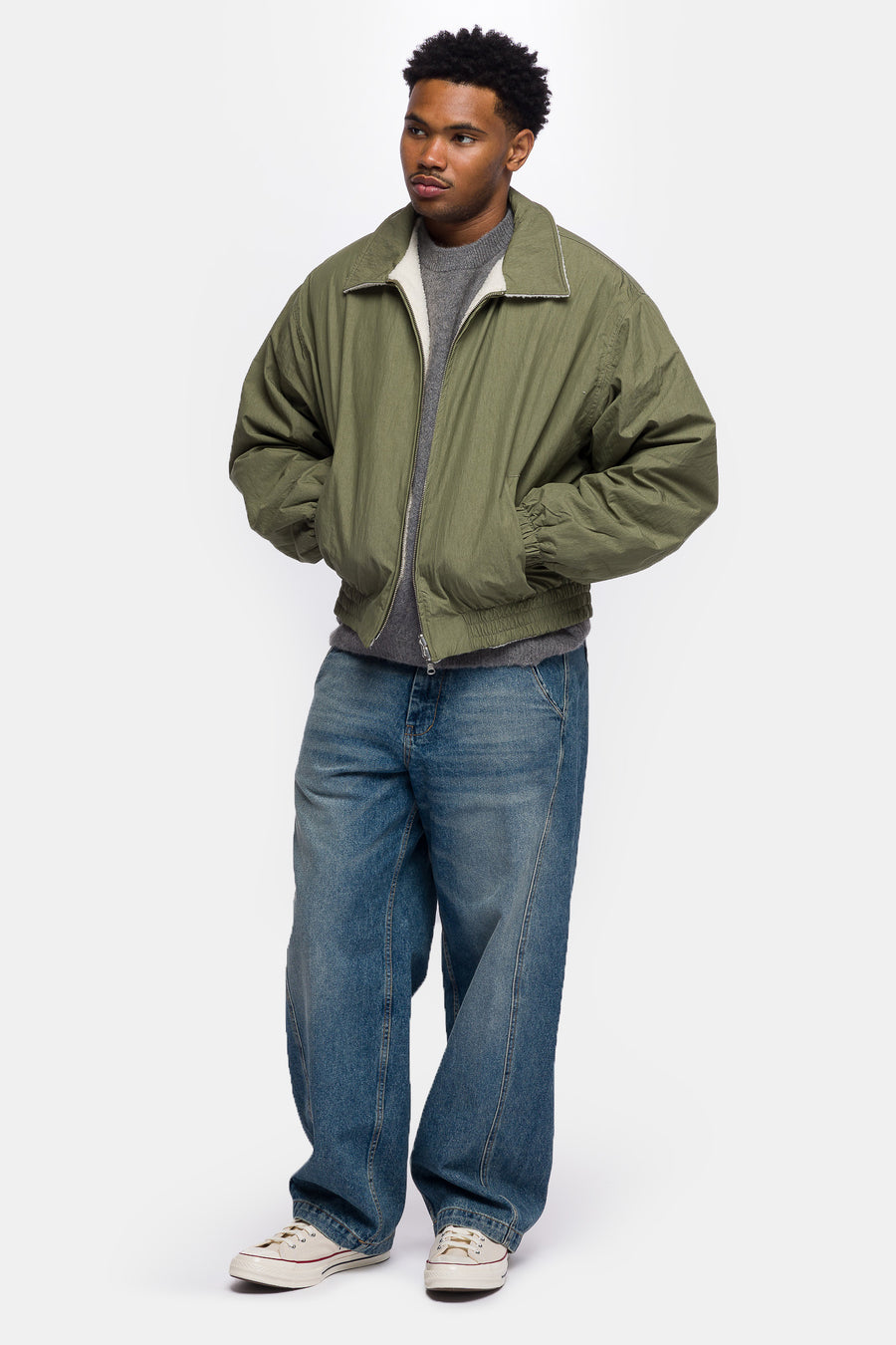 Estudio Niksen Reversible Bomber Jacket in Khaki - Notre