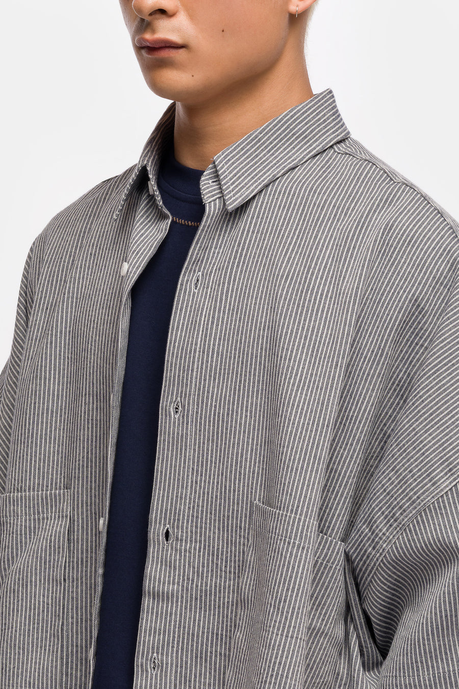 Estudio Niksen Two Pocket Big Shirt in Blue Stripe - Notre