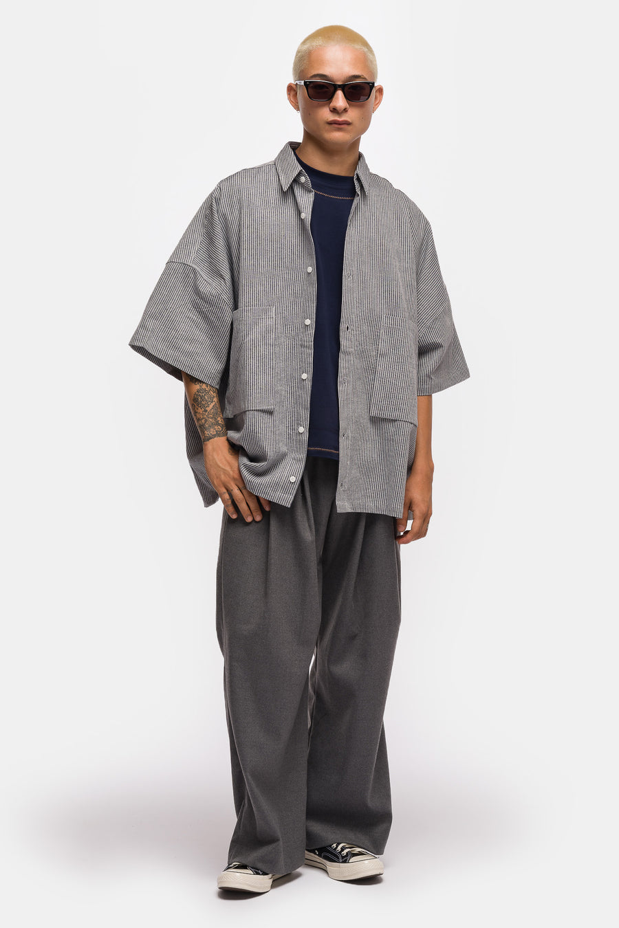 Estudio Niksen Two Pocket Big Shirt in Blue Stripe - Notre
