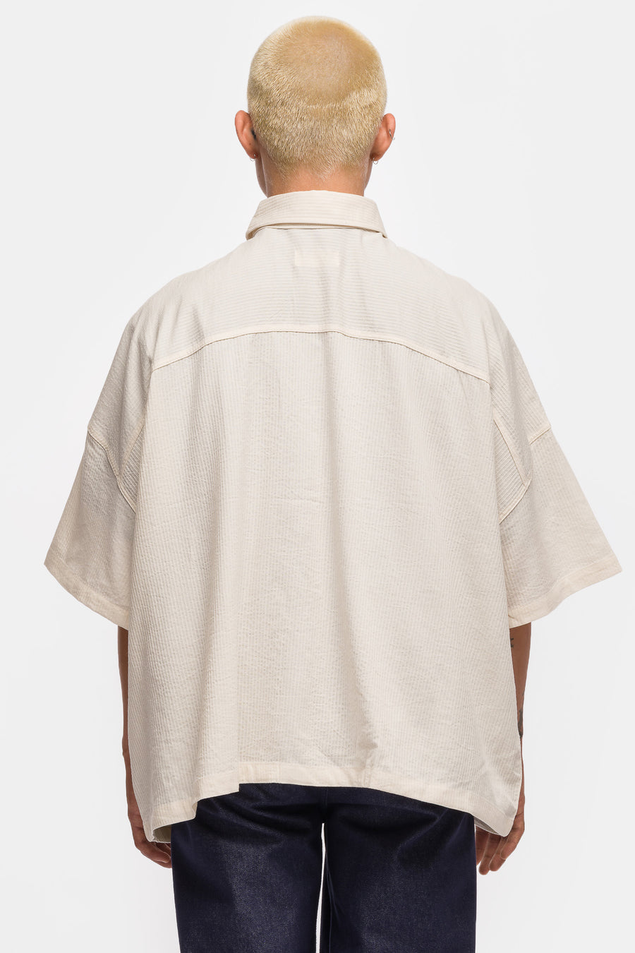 Estudio Niksen Two Pocket Big Shirt in Cream Stripe - Notre