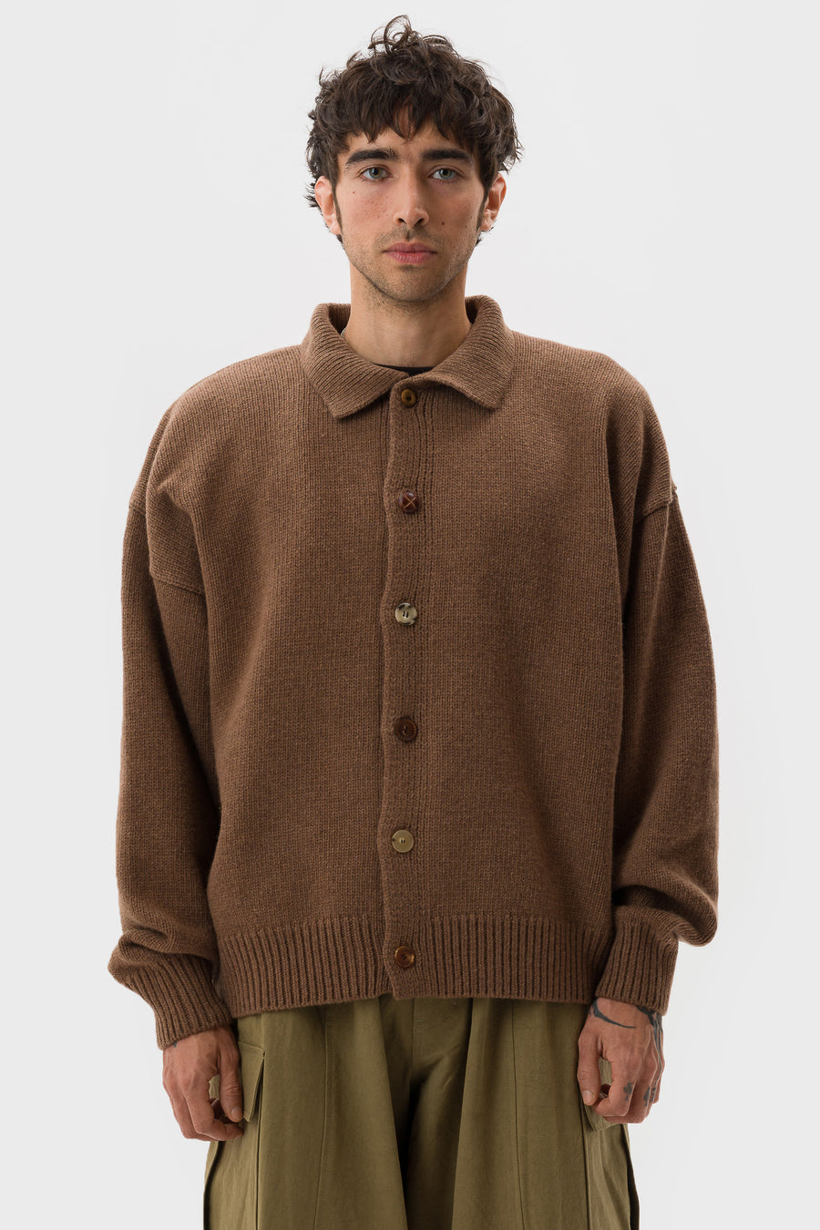Estudio Niksen Mismatch Button Cardigan in Brown - Notre