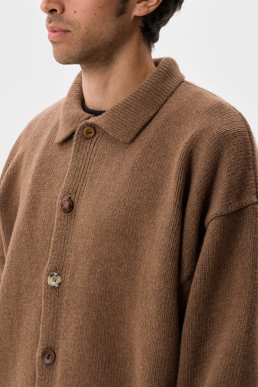 Estudio Niksen Mismatch Button Cardigan in Brown - Notre