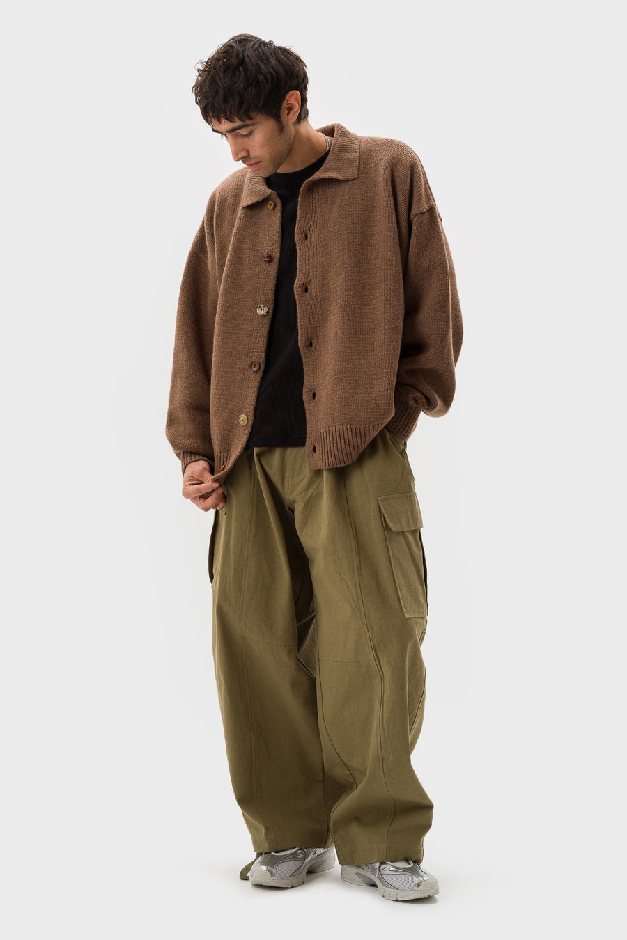 Estudio Niksen Mismatch Button Cardigan in Brown - Notre