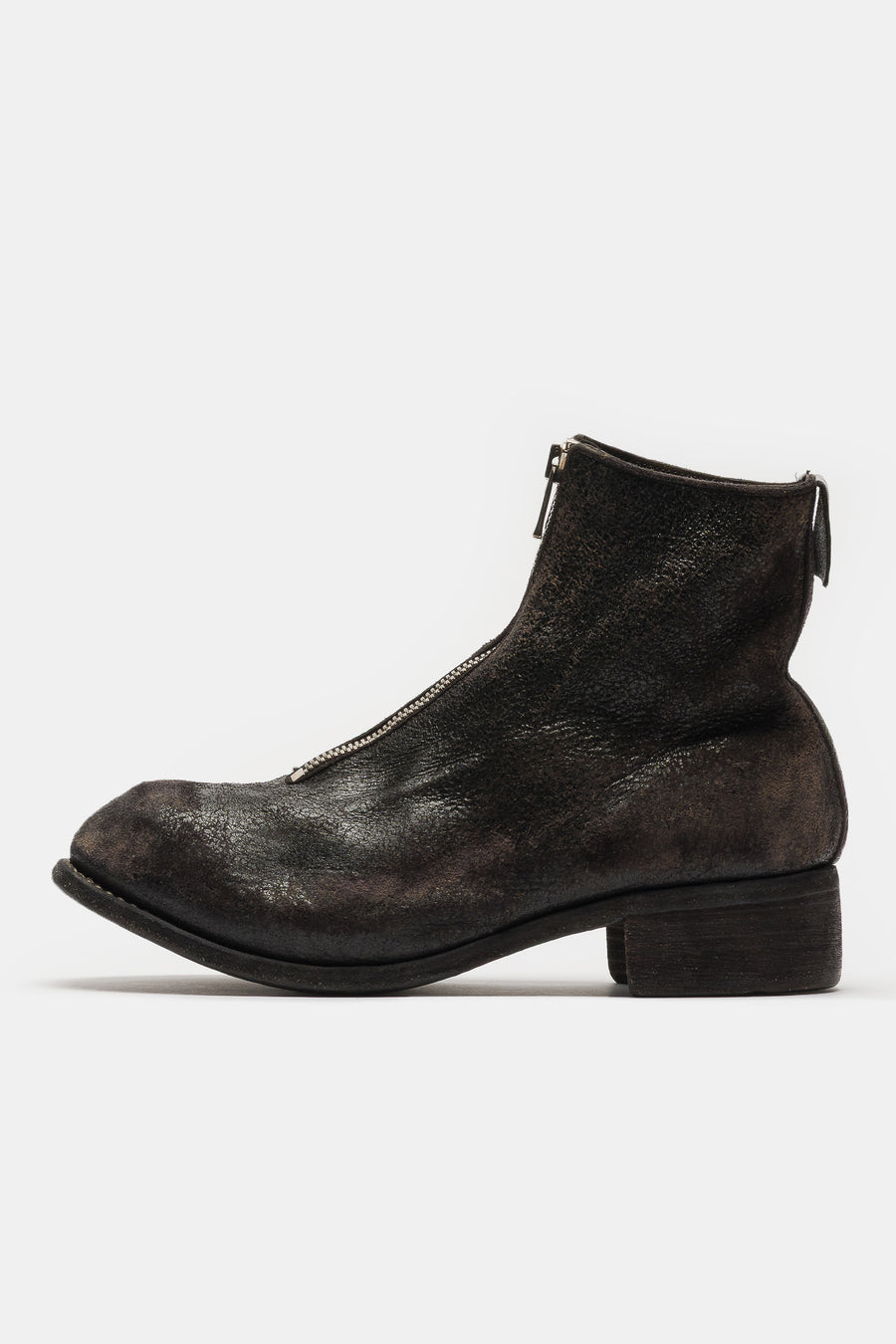 Guidi PL1_RU Coated Front Zip Boot in Black - Notre