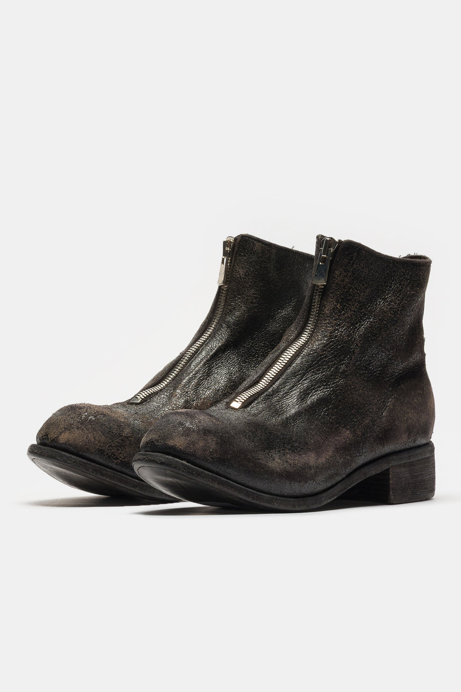 Guidi PL1_RU Coated Front Zip Boot in Black - Notre