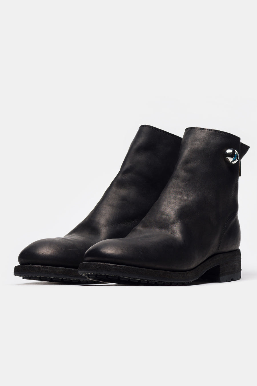 UNDERCOVER Undercover 966V_EYE Calf Leather Back Zip Boot in Black - Notre