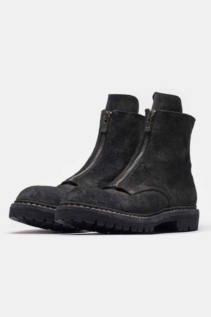 UNDERCOVER Undercover x Nonnative GR06FRV_N Reverse Horse Leather Center Zip Boot in Charcoal - Notre
