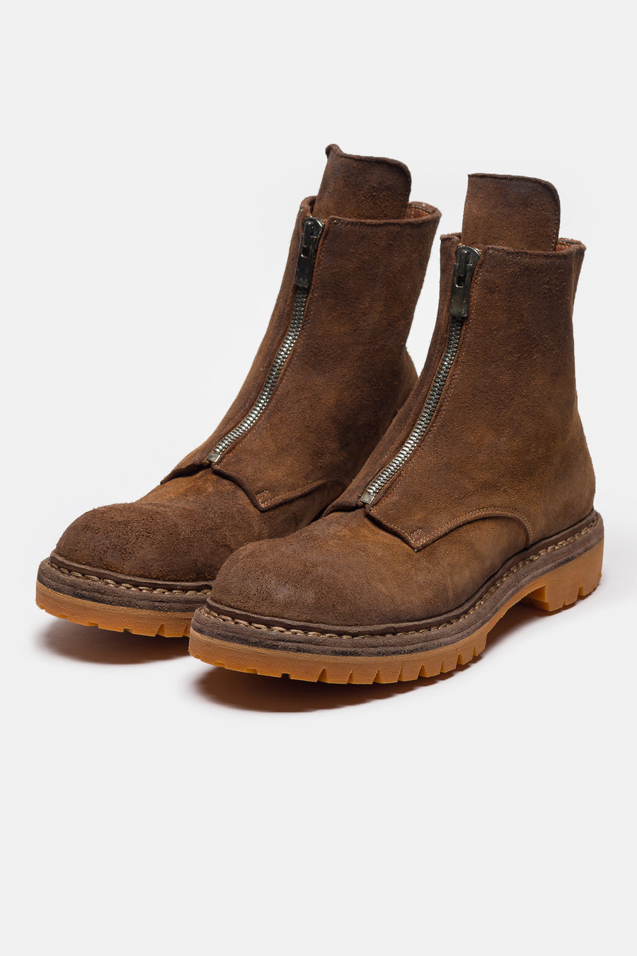 UNDERCOVER Undercover x Nonnative GR06FRV_N Reverse Horse Leather Center Zip Boot in Light Brown - Notre