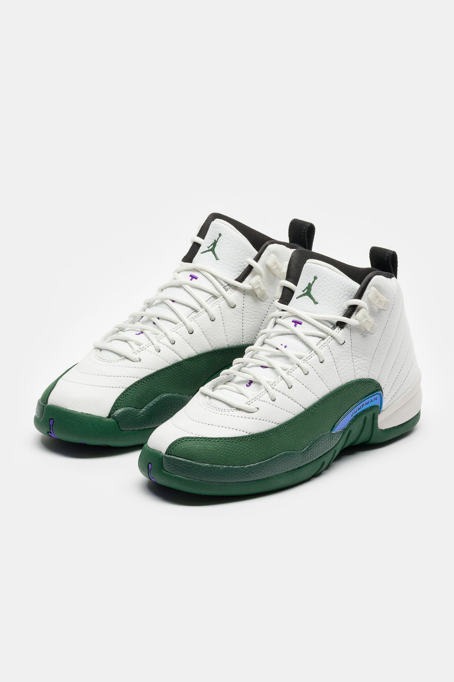Jordan Air Jordan 12 Retro Grade School Sneaker in Summit White/Gorge Green - Notre