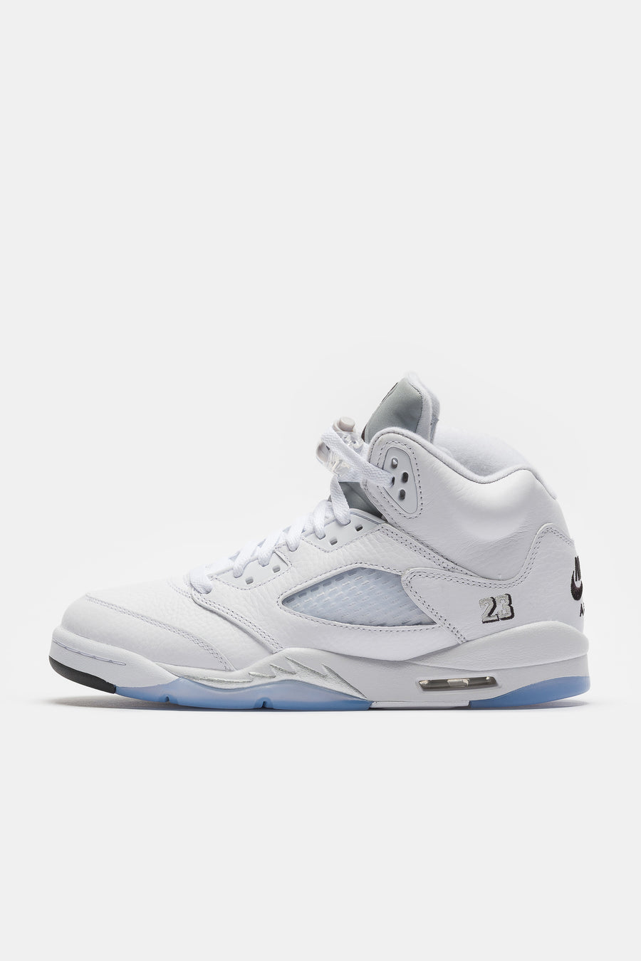 Jordan Air Jordan 5 Retro Grade School Sneaker in White/Black/Metallic Silver - Notre