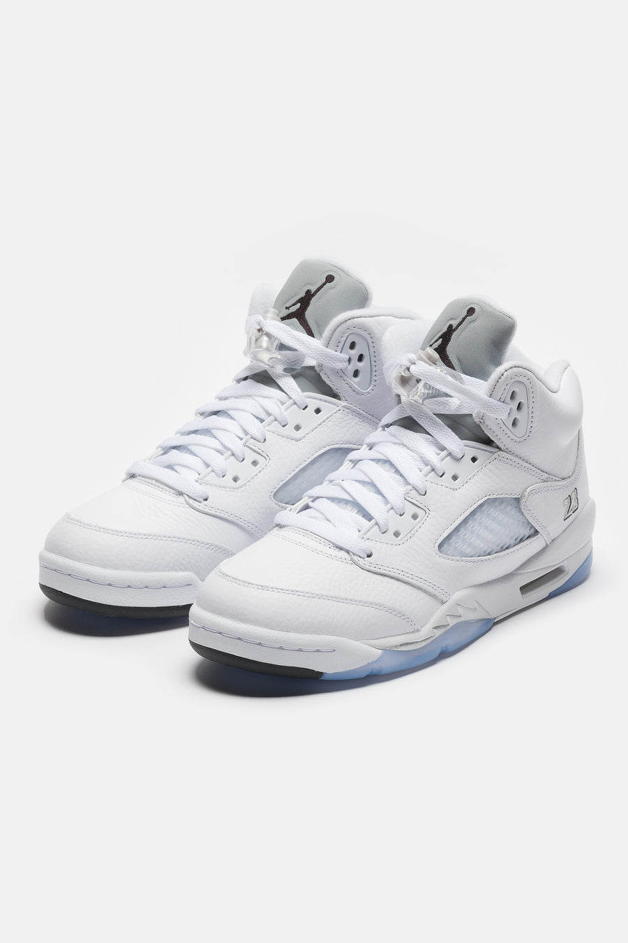 Jordan Air Jordan 5 Retro Grade School Sneaker in White/Black/Metallic Silver - Notre