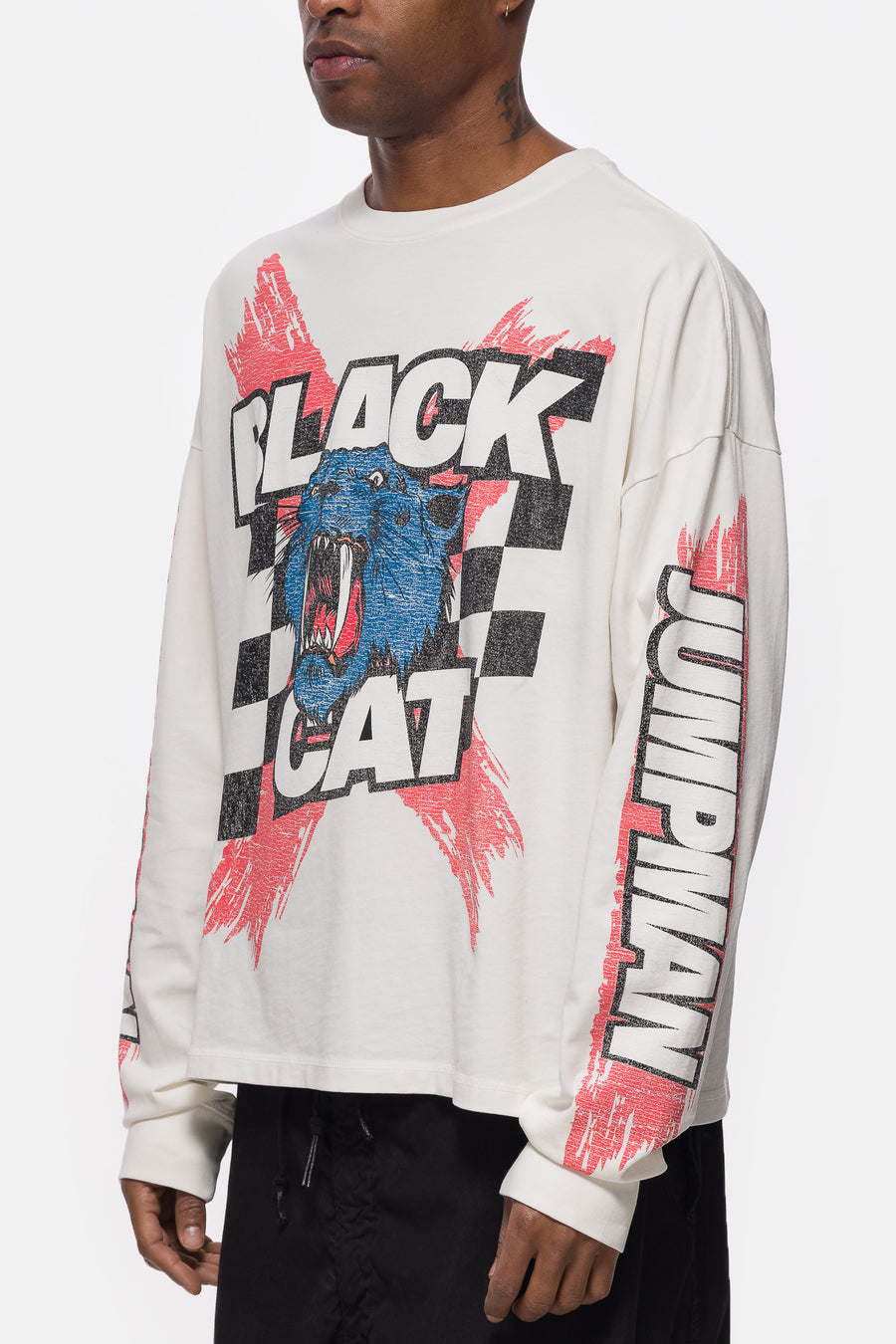 Jordan Black Cat Long Sleeve T-Shirt in Ivory - Notre