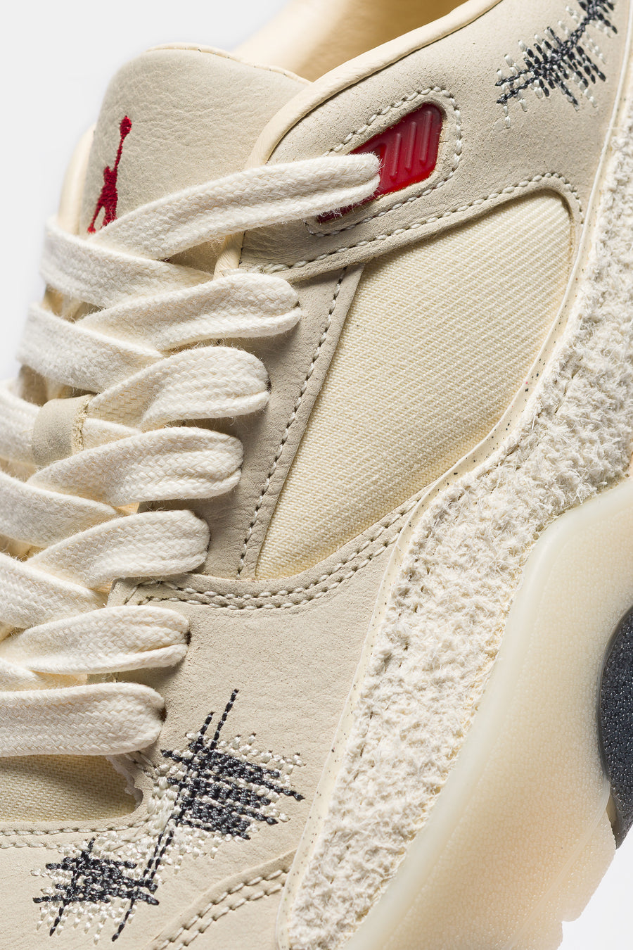 Jordan Téla Flight Court Sneaker in Coconut Milk/Varsity Red/Muslin/Off Noir - Notre
