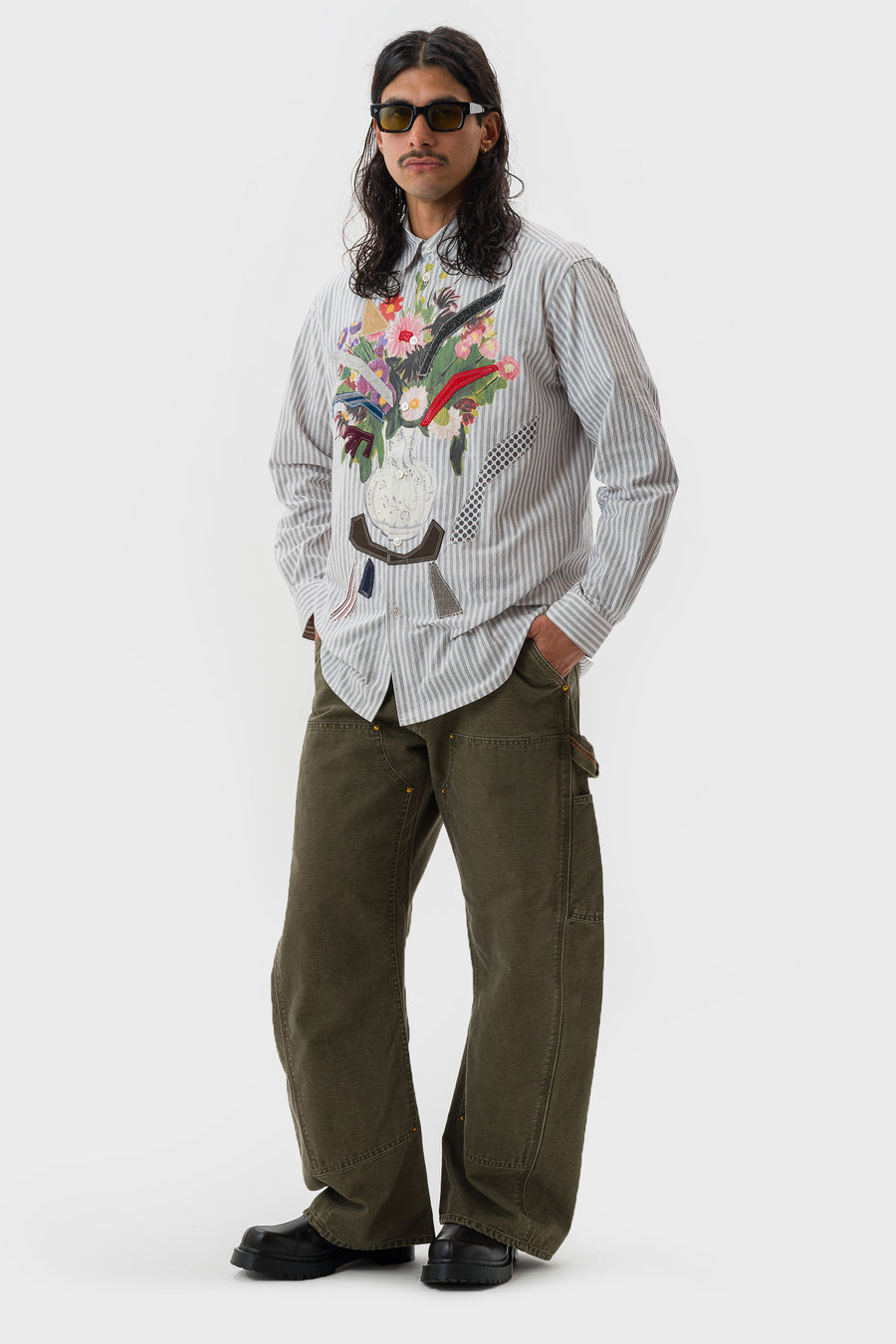 Khoki Appliqué Detail Shirt in White - Notre