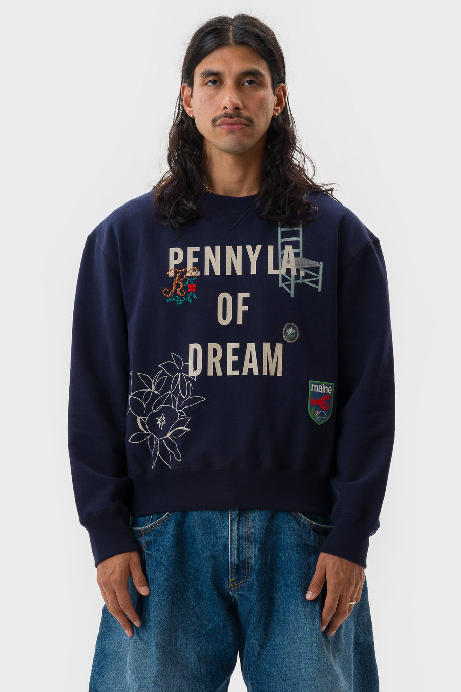 Khoki Hand Stitched Sweatshirt in Navy - Notre