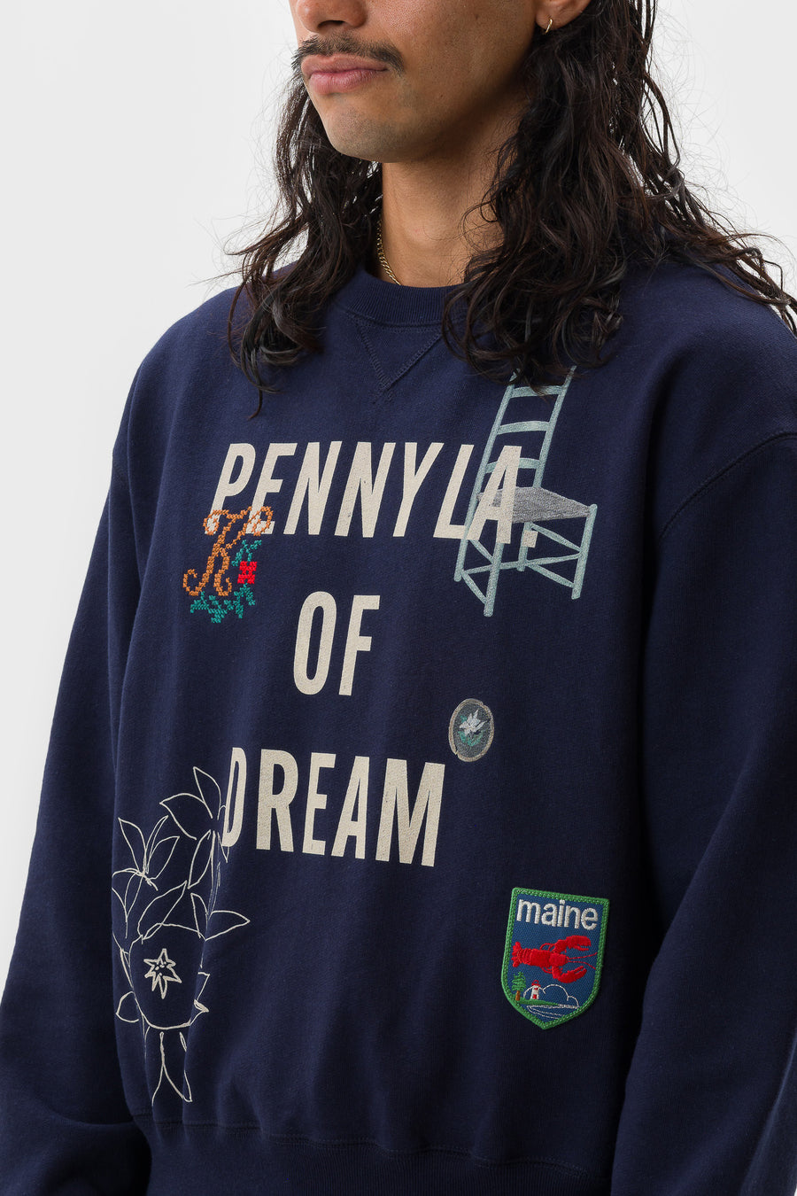 Khoki Hand Stitched Sweatshirt in Navy - Notre