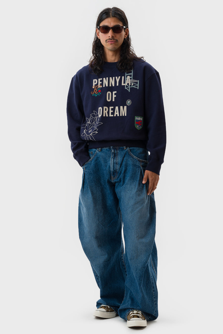 Khoki Hand Stitched Sweatshirt in Navy - Notre