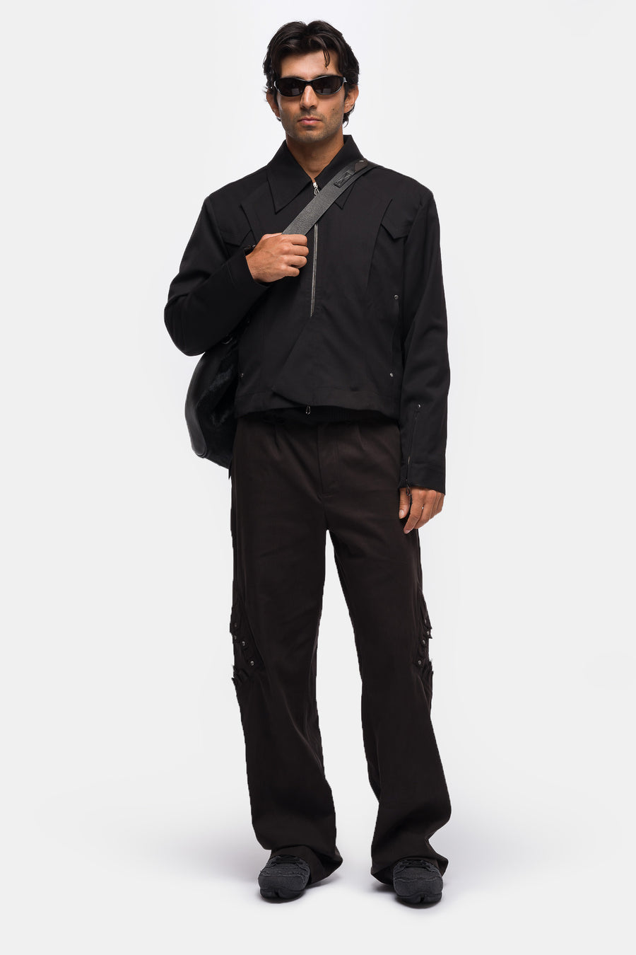 KIKO KOSTADINOV Kraner Cropped Blouson in Crow Black - Notre