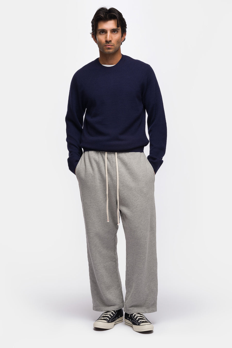 Les Tien Cropped Relaxed Pant in Heather Grey - Notre