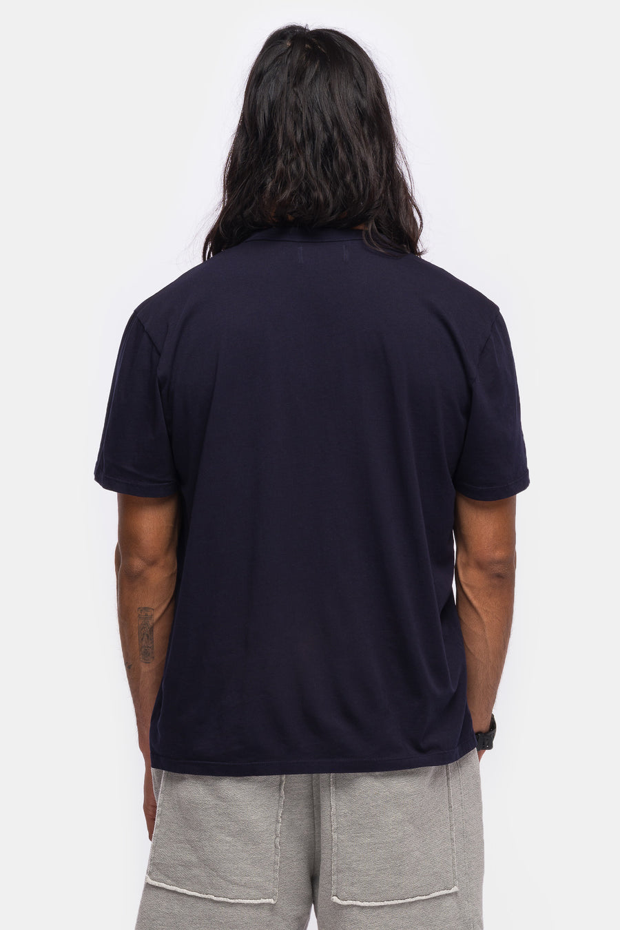 Les Tien Lightweight Binded Neck T-Shirt in Navy - Notre