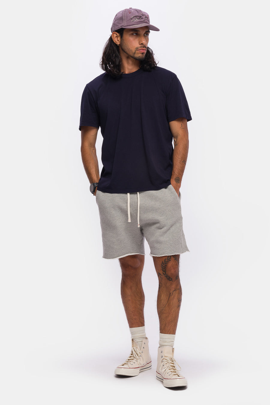 Les Tien Lightweight Binded Neck T-Shirt in Navy - Notre