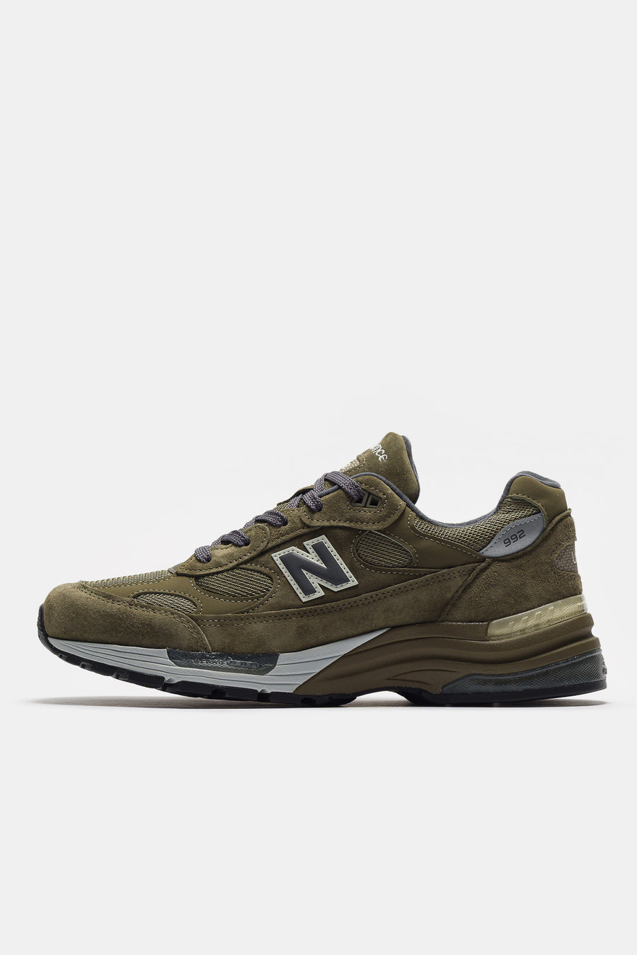 New Balance Made in USA 992 Sneaker in Dark Camo/Covert Green/Aluminum Grey - Notre