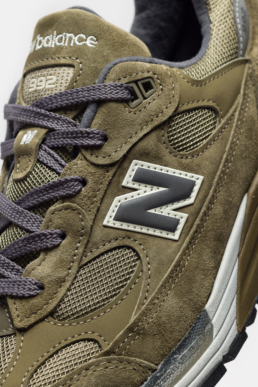 New Balance Made in USA 992 Sneaker in Dark Camo/Covert Green/Aluminum Grey - Notre
