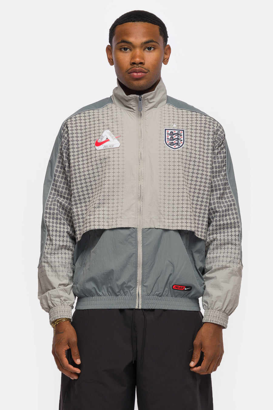 Nike Palace x England Track Jacket in Pewter Grey/Cool Grey/Bright Crimson - Notre