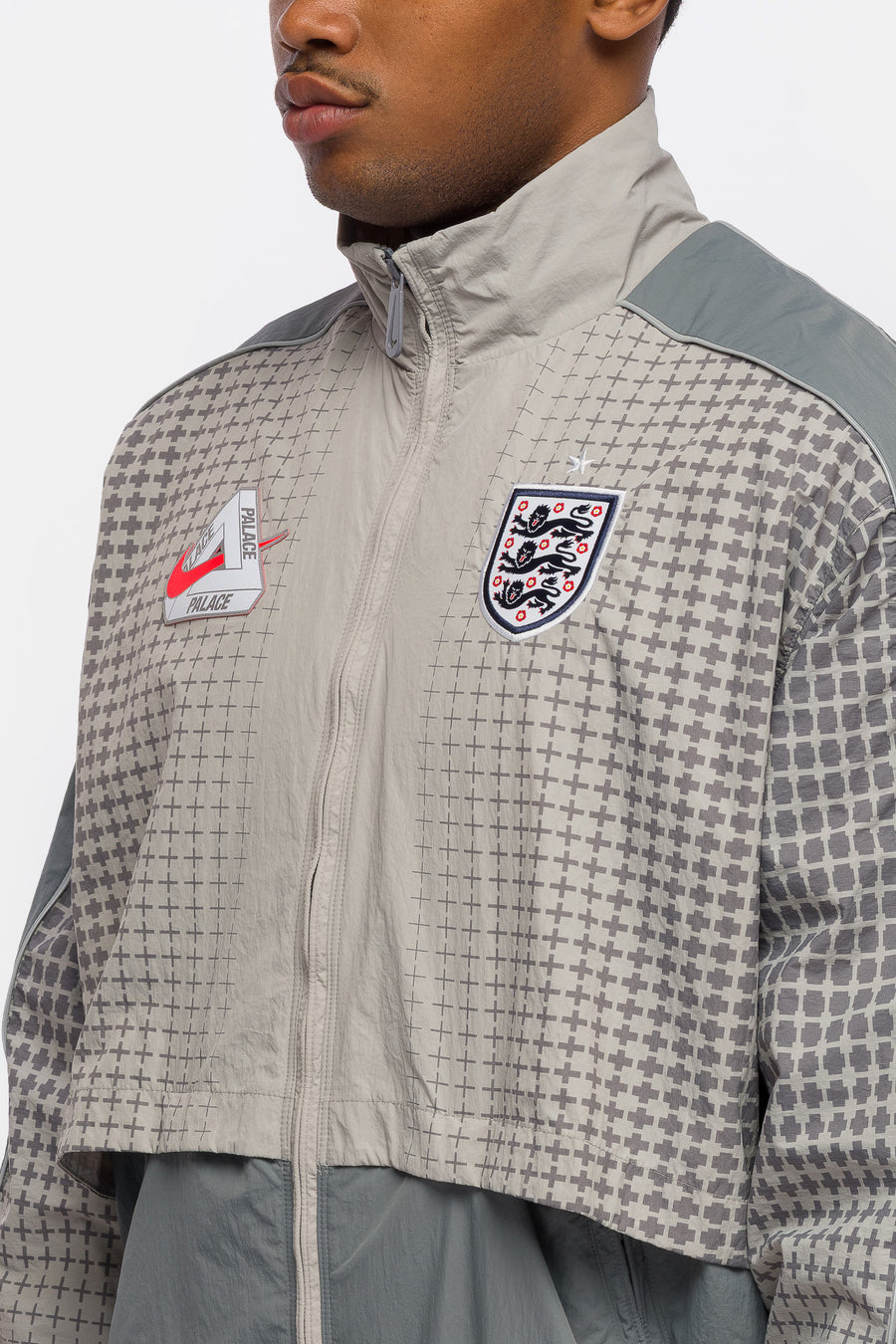 Nike Palace x England Track Jacket in Pewter Grey/Cool Grey/Bright Crimson - Notre