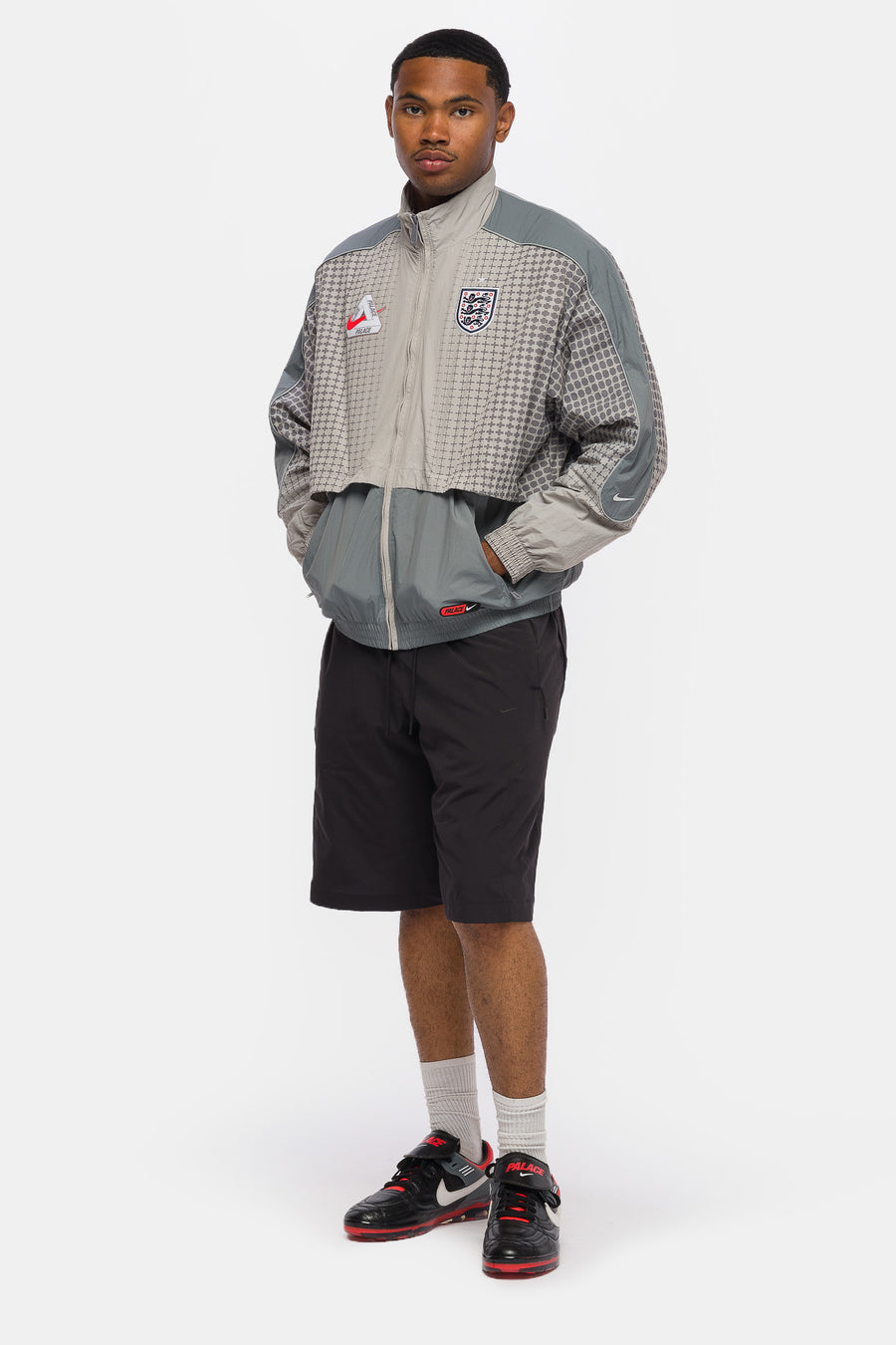 Nike Palace x England Track Jacket in Pewter Grey/Cool Grey/Bright Crimson - Notre