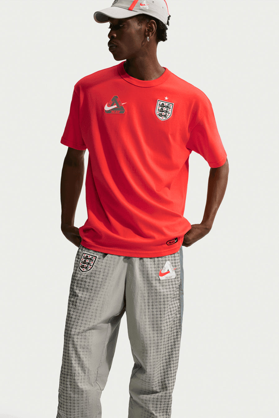Nike Palace x England Track Pant in Pewter Grey/Cool Grey/Bright Crimson - Notre