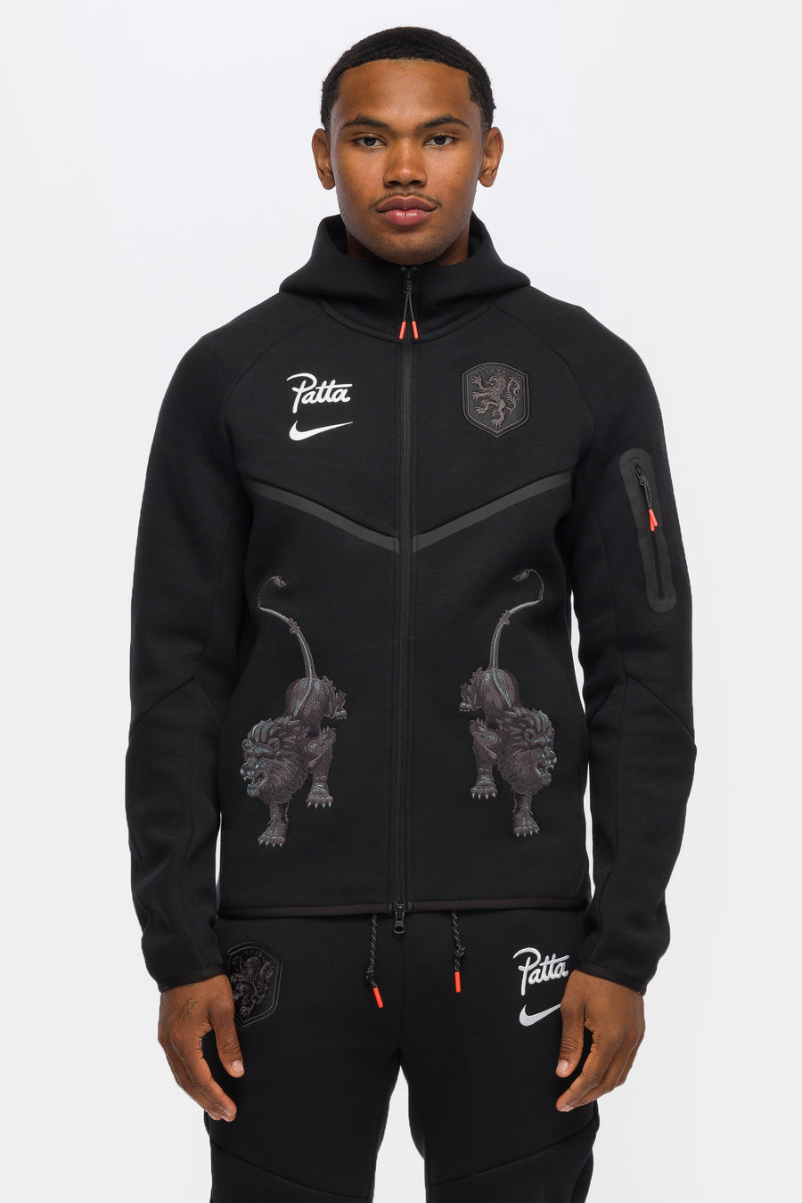 Nike Patta x Netherlands Tech Fleece Zip Windrunner Hoodie in Black/White - Notre