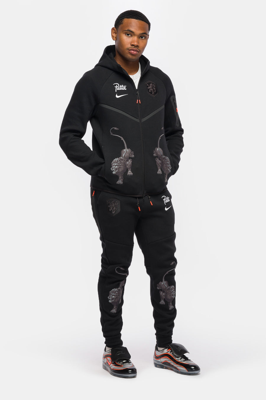 Nike Patta x Netherlands Tech Fleece Zip Windrunner Hoodie in Black/White - Notre