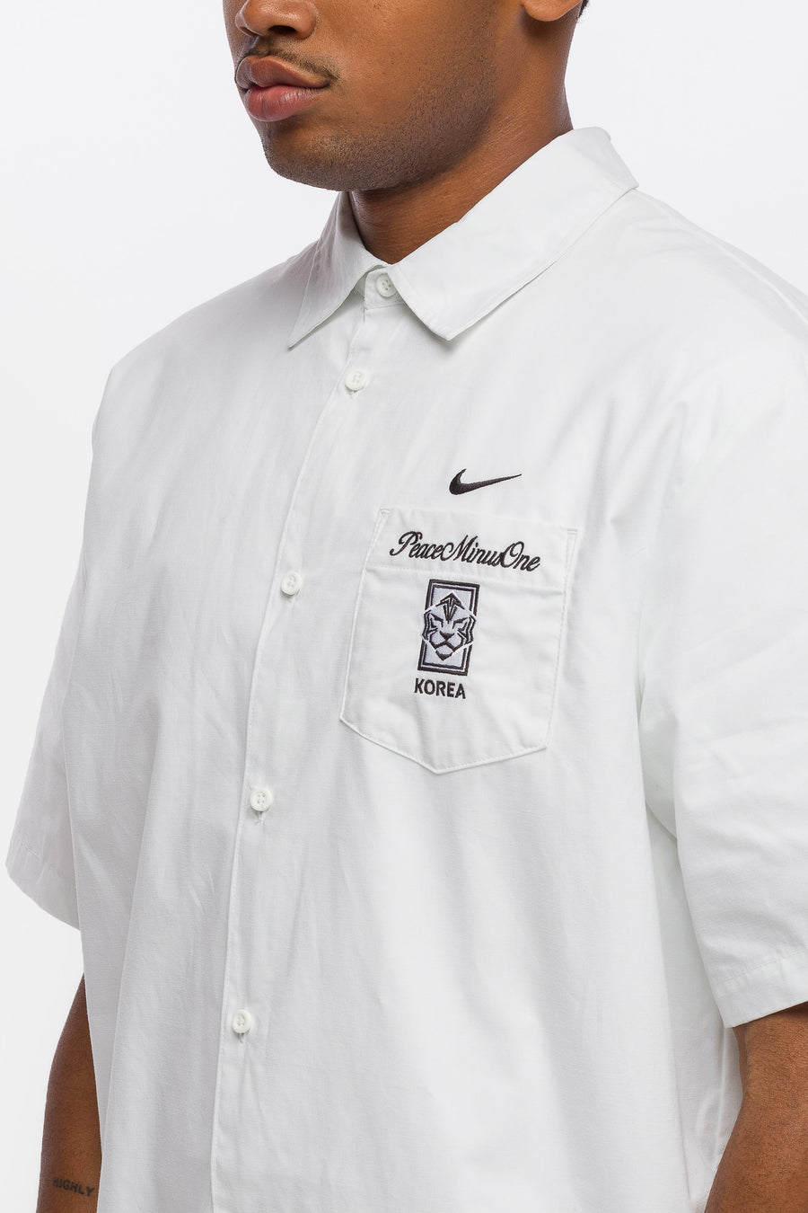 Nike PEACEMINUSONE x Korea Short Sleeve Shirt in White/Black - Notre