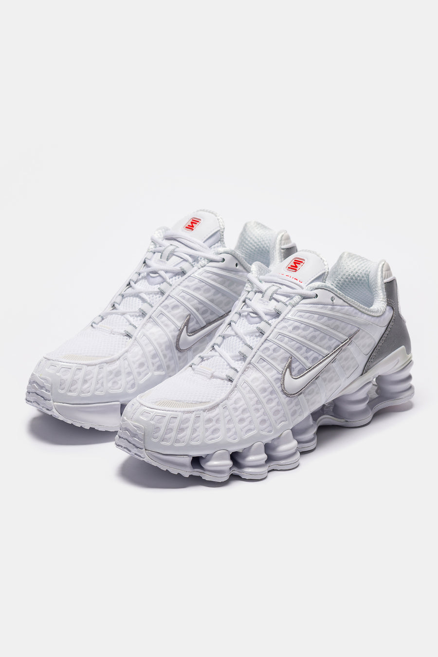 Nike Shox TL Sneaker in White/White/Metallic Silver - Notre