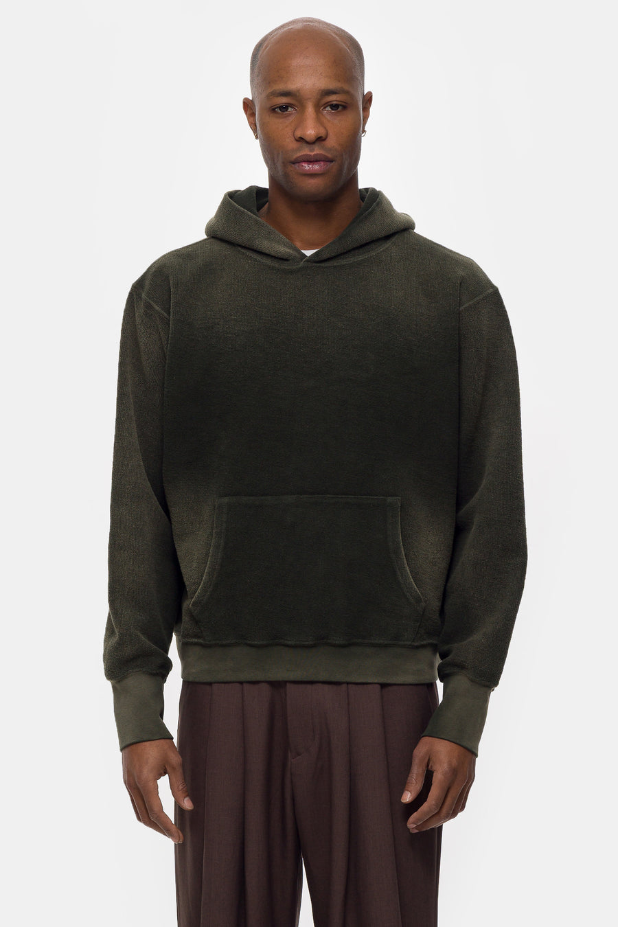 Notre Reverse French Terry Hoodie in Forest Green - Notre