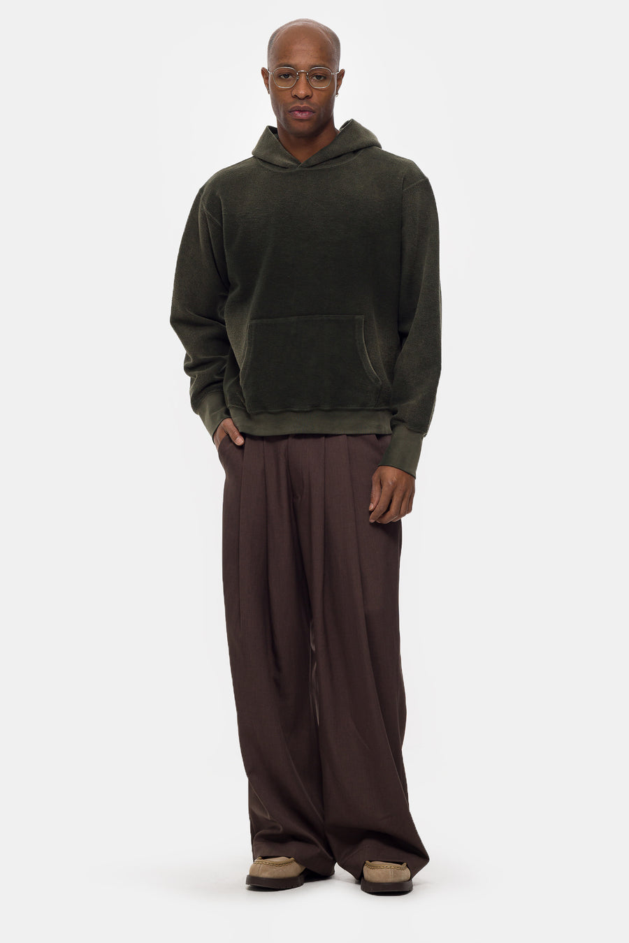 Notre Reverse French Terry Hoodie in Forest Green - Notre