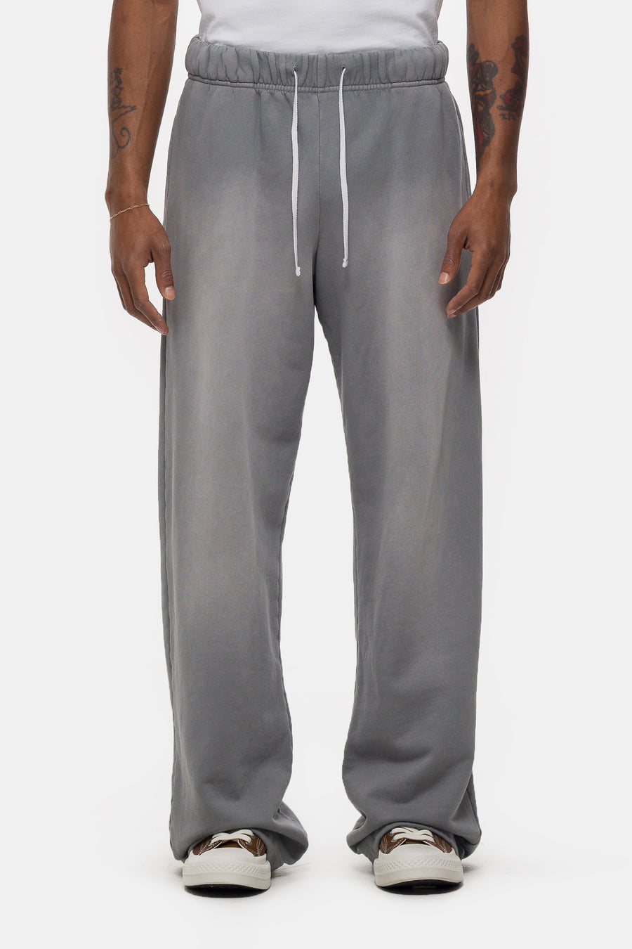 Notre Washed Baggy Sweatpant in Steel Grey - Notre