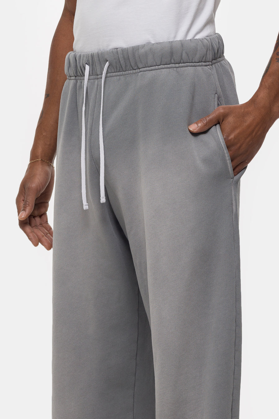 Notre Washed Baggy Sweatpant in Steel Grey - Notre