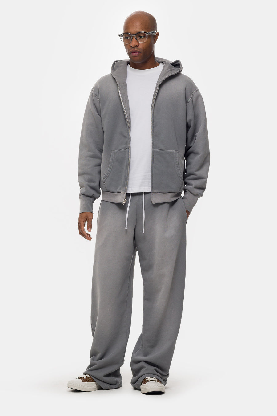 Notre Washed Baggy Sweatpant in Steel Grey - Notre