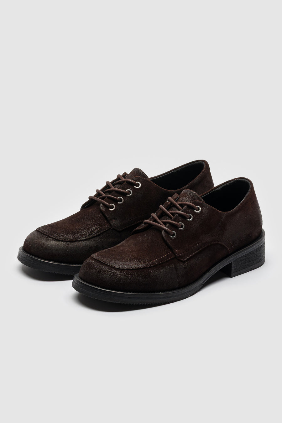 Paracia Old Buster Moc Toe Shoe in Waxed Suede Deep Brown - Notre