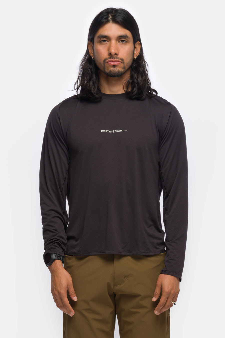Portal Lateral Peak LS T-Shirt in Black Beauty - Notre