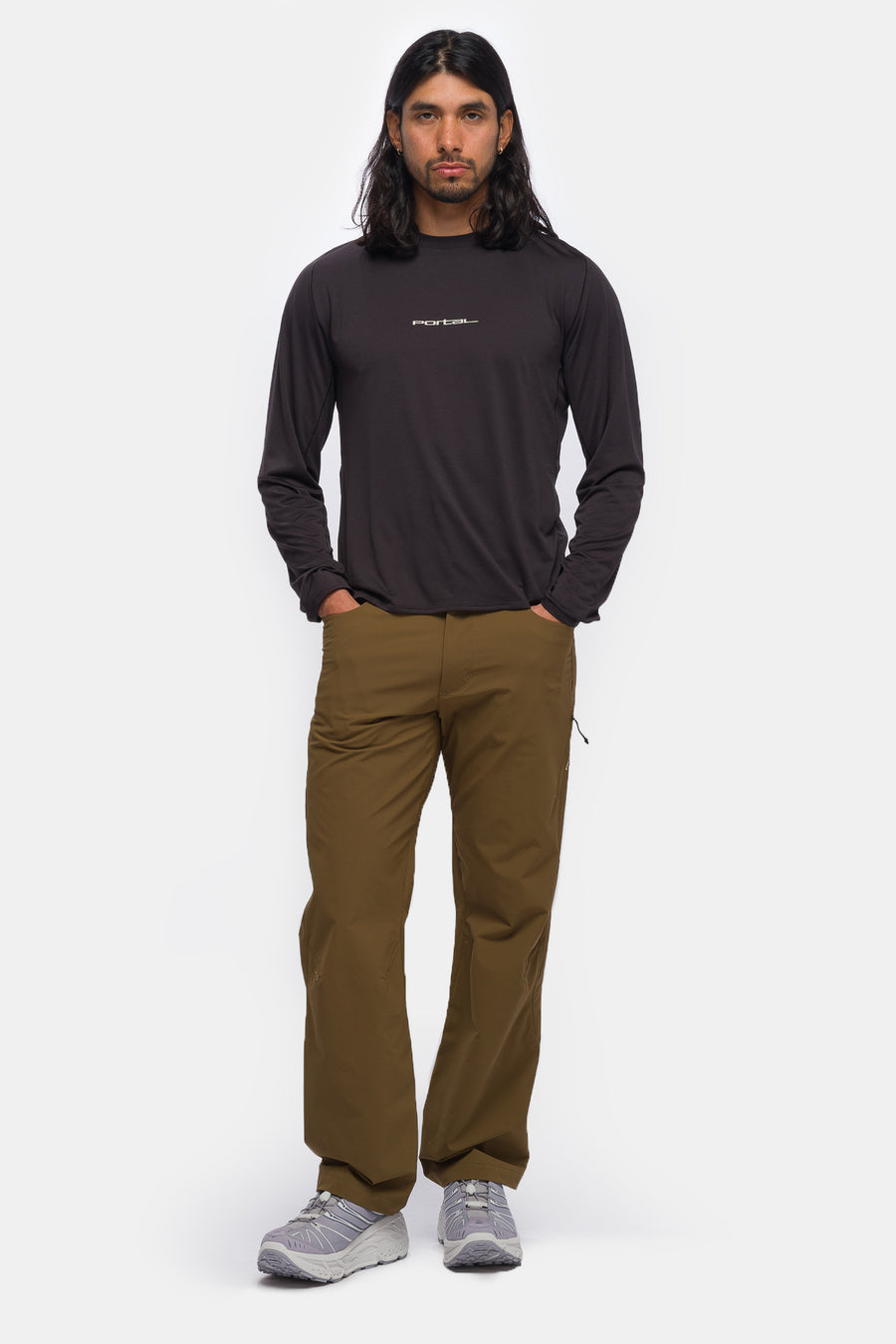 Portal Lateral Peak LS T-Shirt in Black Beauty - Notre