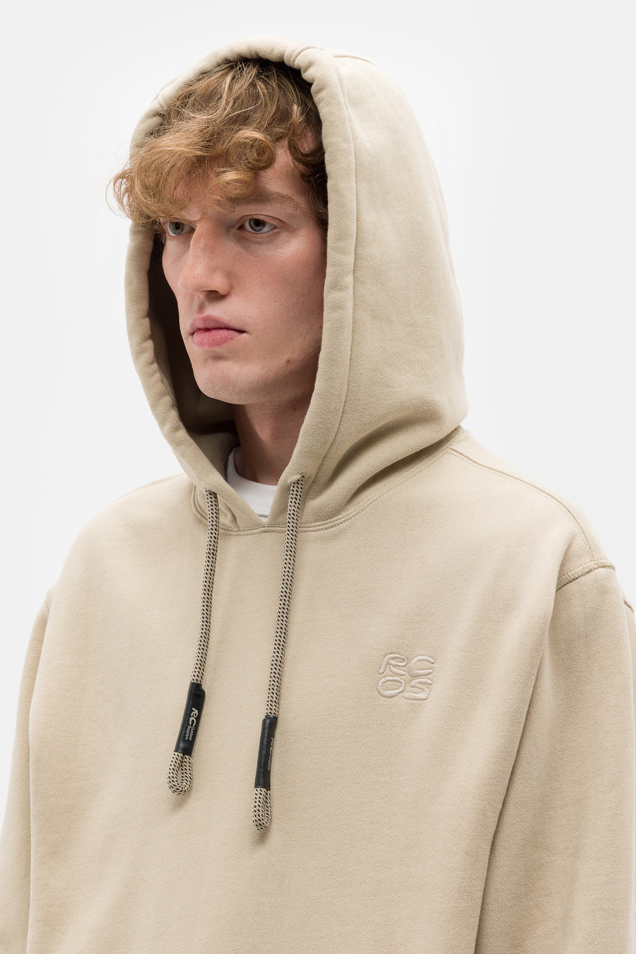 RC Outdoor Supply Stack Logo Embroidered Hoodie in Khaki - Notre