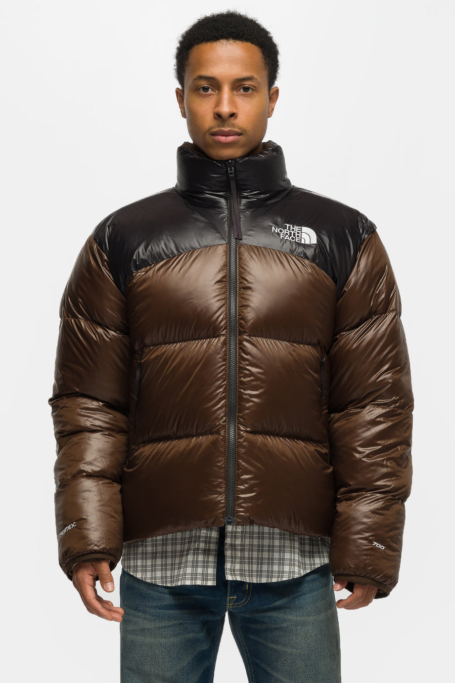 The North Face Pertex Nuptse Reversible Jacket in Dark Chestnut/TNF Black - Notre