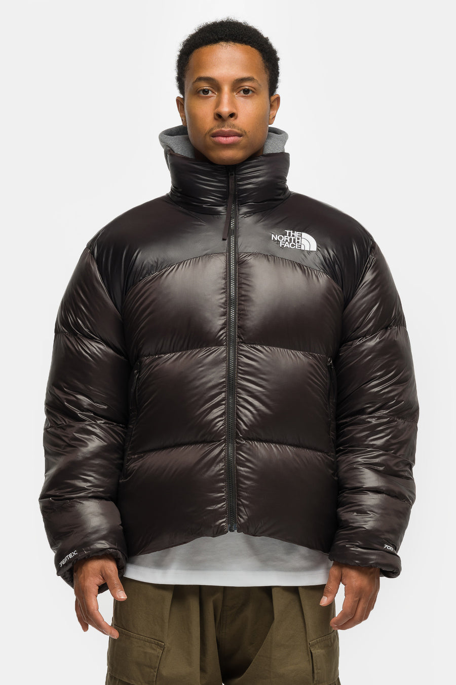 The North Face Pertex Nuptse Reversible Jacket in Lead/TNF Black - Notre