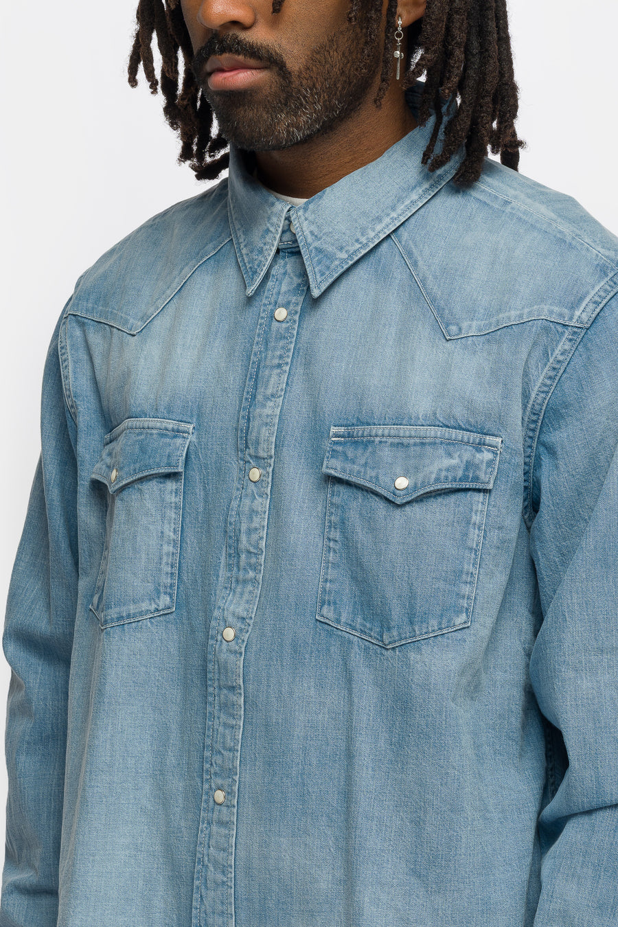 visvim Social Sculpture DMGD Shirt in Light Indigo - Notre