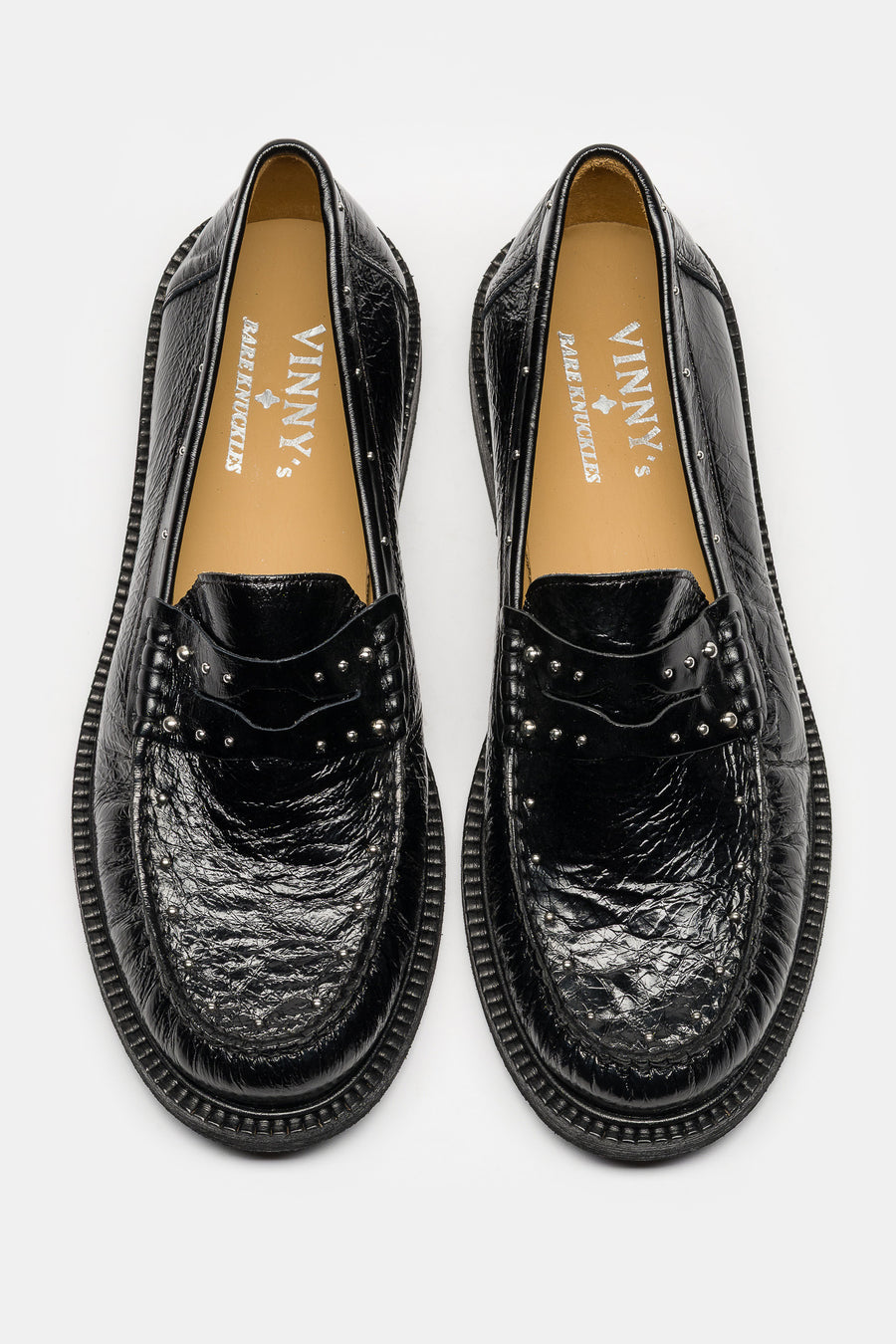 Bare Knuckles Vinny's Studded Yardee Loafer in Black Nappa - Notre