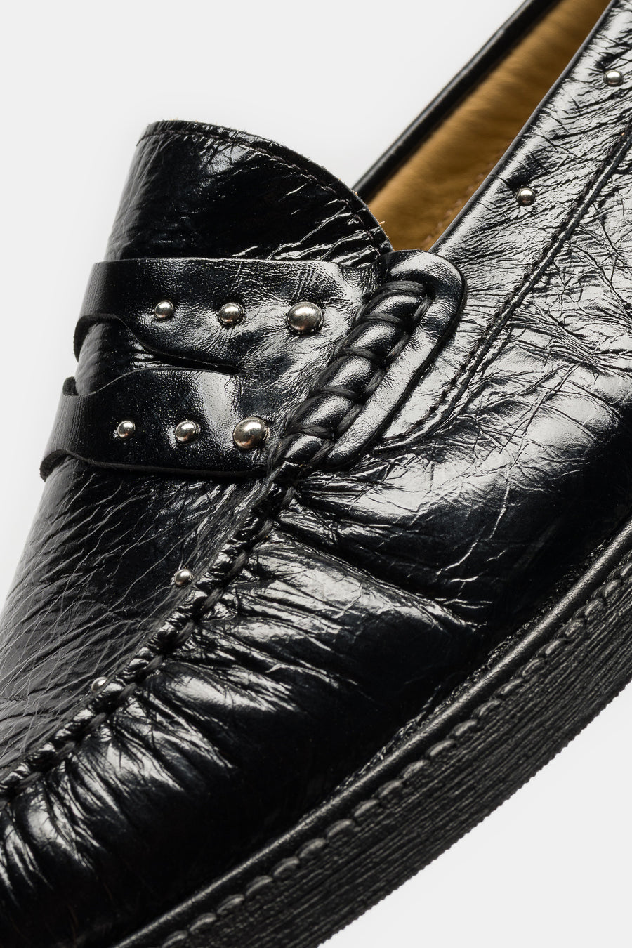 Bare Knuckles Vinny's Studded Yardee Loafer in Black Nappa - Notre